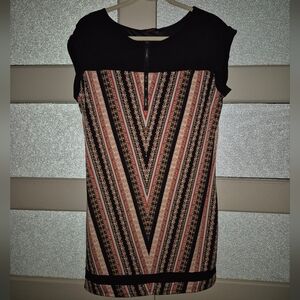 Dex Black and Red Patterned Mini Dress